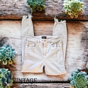 ABERCROMBIE & FITCH DISTRESSED SIMONE HIGH RISE FRAYED ANKLE JEANS